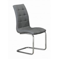 C-1752 Dining Chair Upholstered Grey With Chrome Legs. SET OF 6 CHAIRS. (Online only)