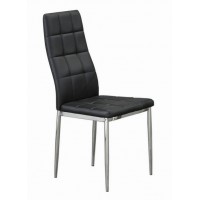 C-1770 Upholstered Black With Chrome Legs Dining Chair. SET OF 4 CHAIRS. (Online only)