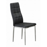 C-1770 Upholstered Black With Chrome Legs Dining Chair. SALE JUST SET OF 4 CHAIRS. (Online only)