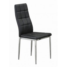 C-1770 Upholstered Black With Chrome Legs Dining Chair. (Online only)