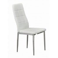 C-1771 Upholstered White With Chrome Legs Dining chair. SET OF 4 CHAIRS. (Online only)
