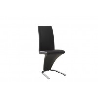 C-1785 Dining Chair Upholstered Black ‘Z’ Shaped With Chrome Legs. SET OF 2 CHAIRS. (Online only)