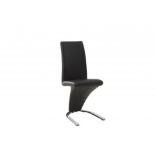 C-1785 Dining Chair Upholstered Black ‘Z’ Shaped With Chrome Legs. (Online only)