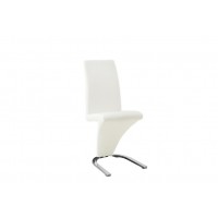 C-1786 Upholstered White ‘Z’ Shaped With Chrome Legs Dining chair. SET OF 2 CHAIRS. (Online only)