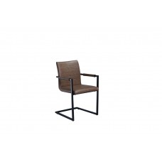 C-1837  Caramel Brown PU with Black Metal Legs Dining Chair. (Online only)