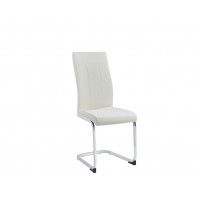 C-1878 White PU with Metal Legs Dining chair. SET OF 6 CHAIRS. (Online only)