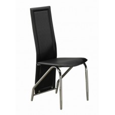 C-5070 Black with Chrome Legs Dining chair. SET OF 6 CHAIRS.(Online only)