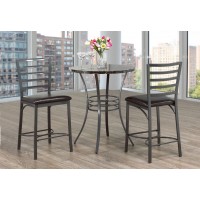 IF-1004 3 Pcs. Grey Metal with Marble top Table+ 2 chairs (Online only)