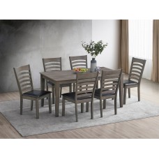 IF-1080/ C-1081-7 pcs. Dining Set.63" Wooden Antique Grey Table and 6 chairs  (Online only)