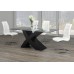 IF-1092 Tempered Glass top Dining table "X' Shape Black base (Online only)