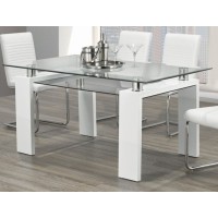 IF-1480 Clear Glass Top Dining Table with White Gloss Legs (Online only)