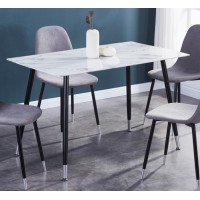T-1580 White Marble Glass Top with Black/Grey Metal Legs. (Online only)