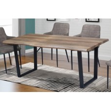 IF-1810 Faux Live Edge Wood Table With Black Metal U Shape Legs. (Online only)