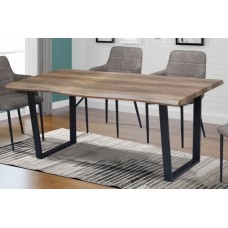 T-1810 Faux Live Edge Wood Table With Black Metal U Shape Legs. (Online only)
