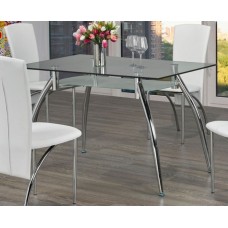 T-5052 Tempered Clear Glass Dining Table with Frosted Bottom Glass (Floor model)