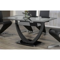IF-5067 Black Trim Glass with Bottom Glass Black and Metal Base Dining Table (Online only )