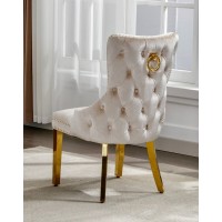 C-1285 Creme Velvet Dining Chair. SALE JUST  SET OF 2 CHAIRS.(Online Only)