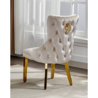 C-1285 Creme Velvet Dining Chair. SET OF 2 CHAIRS.(Online Only)