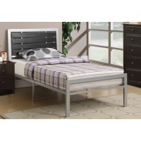 IF-112 Silver metal Frame with Black Wood panels Single, Double size bed (Online only)