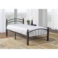 IF-128 Single, Double, Queen Black Metal Bed With Dark Cherry Posts Bed (Online only)