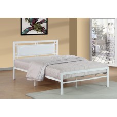 IF-141-W  White Metal Frame with padded Headboard Single, Double, Queen Bed (Online only)