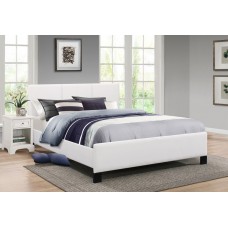 IF-179 White PU Bed With Contrast Stitching. Double, Queen Size. (Online Only)