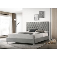 IF-5225 Grey Fabric Bed with diamond pattern Button Queen, King size. (Online only)