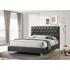 IF-5226 Grey PU Bed With Diamond Pattern Button Queen, King size. (Online only)