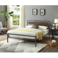 IF-5250 Wood Panel With Grey Steel Frame Single, Double, Queen Size Bed (online only)