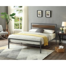 IF-5250 Wood Panel With Grey Steel Frame Single, Double, Queen Size Bed (online only)