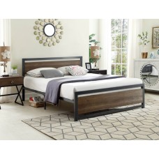 IF-5261  Wood Panel With a Grey Steel Frame Single, Double, Queen Size bed (Online only)