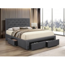 IF-5295 Double, Queen, King Dark Grey Fabric Bed with 4 Storage Drawers (Online only)