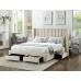 IF-5312 Creme Velvet Fabric Queen, King bed with 4 Pull-out Storage Drawers. (Online only)