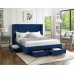 IF-5321 Blue Velvet Queen, King size bed with storage drawers. (Online only)