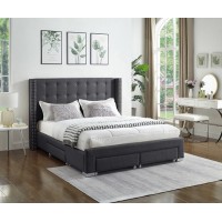 IF-5327 Grey Fabric Double, Queen, King size bed with storage drawers. (Online only)
