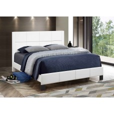 IF-5351 White PU Single, Double, Queen Bed with Contrast Stitching. (Online only)