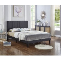 IF-5360 Black PU Double, Queen, King Bed with Vertical Tufting and Adjustable Height Headboard. (Online only)