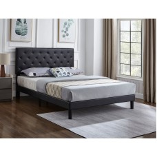 IF-5380 Black PU Double, Queen, King  Bed with Button Tufting. (Online only)