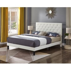 IF-5382  White PU Double, Queen  Bed with Button Tufting. (Online only)