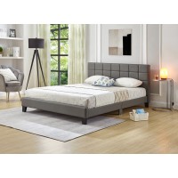 IF-5421 Grey PU Double, Queen Bed with Padded Headboard. (Online only)