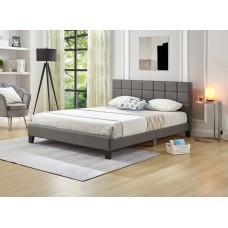 IF-5421 Grey PU Double, Queen Bed with Padded Headboard. (Online only)