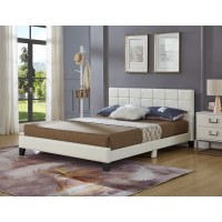 IF-5422 White PU Double, Queen Bed with Padded Headboard. (Online only)