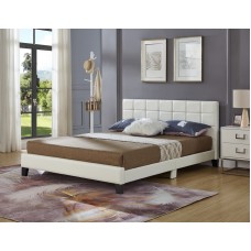 IF-5422 White PU Double, Queen Bed with Padded Headboard. (Online only)