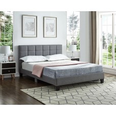 IF-5423 Grey Fabric Double, Queen Bed with Padded Headboard. (Online only)