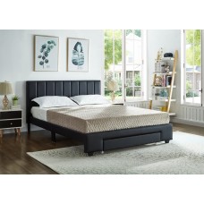 IF-5480 Black PU Double, Queen Bed with Padded Headboard and Storage Drawer (Online only)