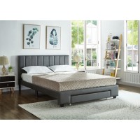 IF-5481 Grey PU Double  Bed with Padded Headboard and Storage Drawer. (Online only)