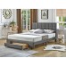 IF-5491  Grey PU  Double, Queen Bed with a Square Pattern Tufted Headboard with storage drawers. (Online only)