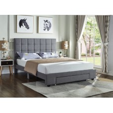 IF-5493 Grey Fabric Double, Queen Bed with a Square Pattern Tufted Headboard, storage drawers.(online only)