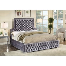 IF-5600 Grey Velvet Fabric Queen size bed. (Online only)