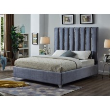 IF-5620  Velvet Grey Fabric Upholstery Queen, King size bed(online only)